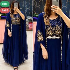 readymade georgette embroidery work long gown2